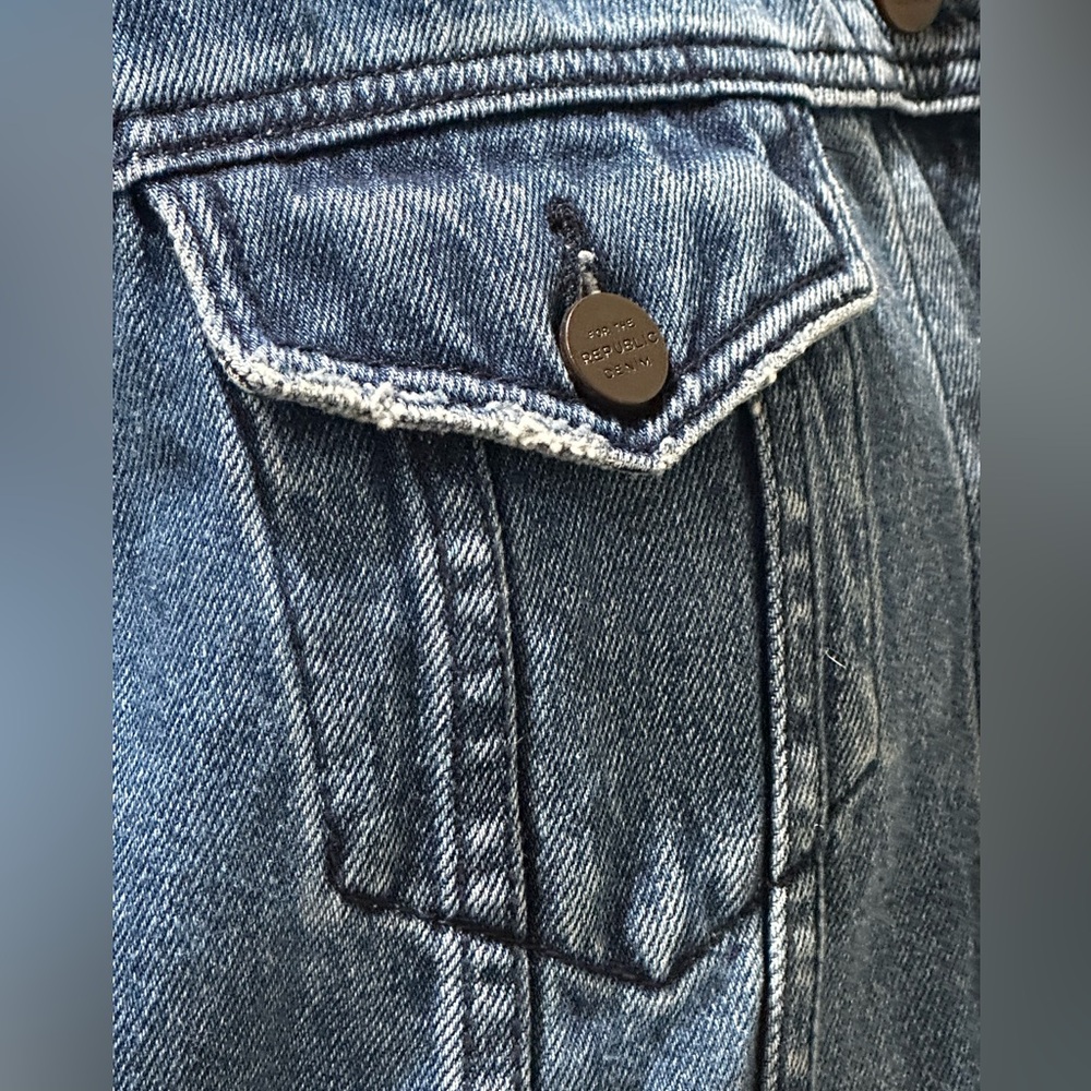 DENIM STATEMENT For The Republic Dark Blue Jacket with Text Detail Peace medium - Picture 11 of 15